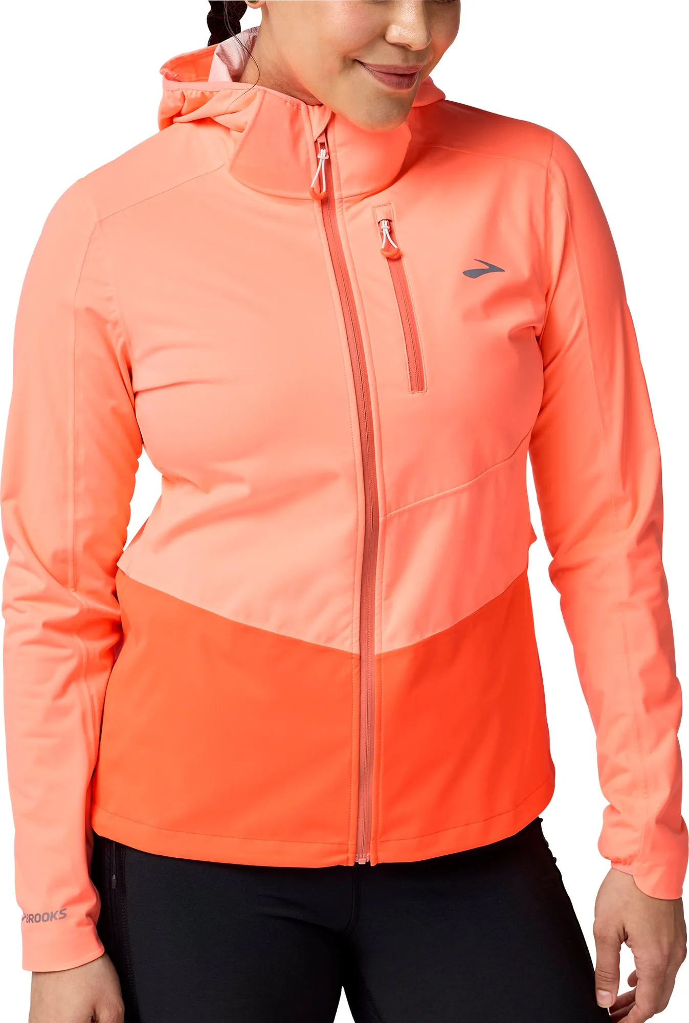 Brooks High Point 2.0 Waterproof Womens Running Jacket - Orange Abrasion Resistant Fabric Youth