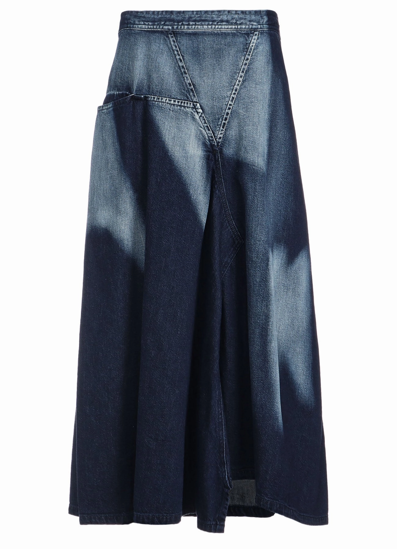 Tear Resistant Design C/ SPOTTED DENIM TRIANGLE GUSSET FLARE SKIRT