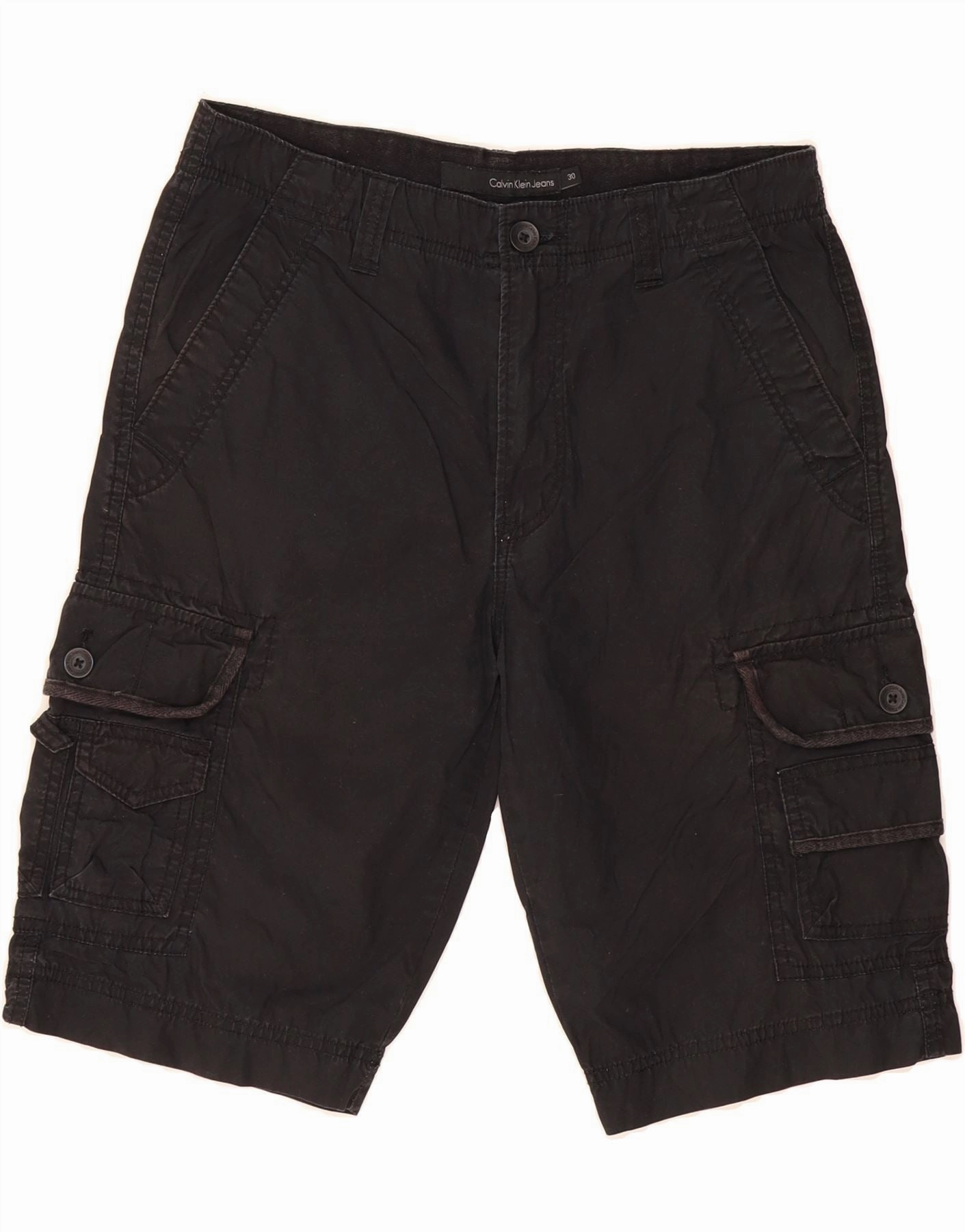 runners CALVIN KLEIN Mens Cargo Shorts W30 Medium  Black Cotton