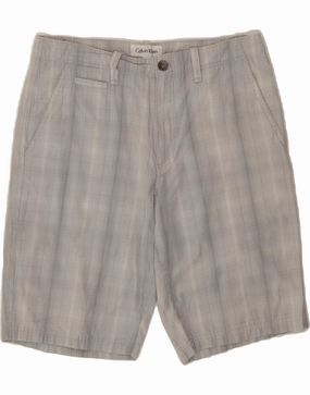 CALVIN KLEIN Mens Chino Shorts W31 Medium Grey Check Cotton Earth Tones