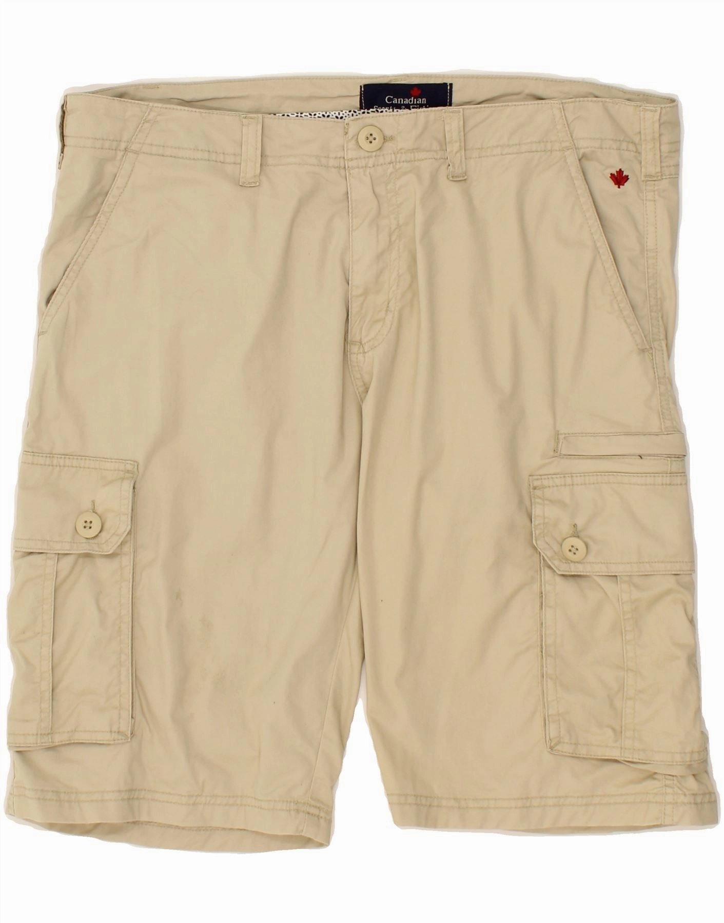 CANADIAN Mens Cargo Shorts XL W38  Beige Cotton Multi Panel Construction