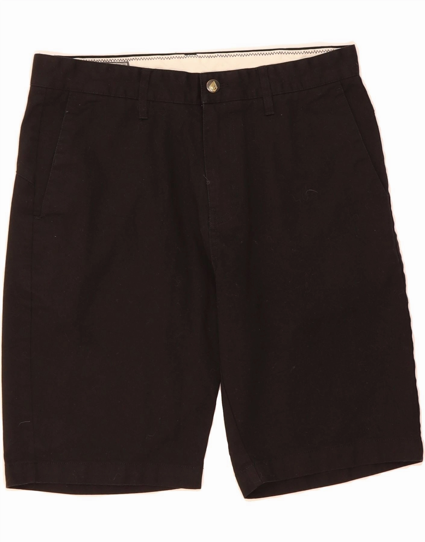 VOLCOM Mens Chino Shorts W30 Medium  Black Cotton stain resistant coating Rubberized Waist Grip