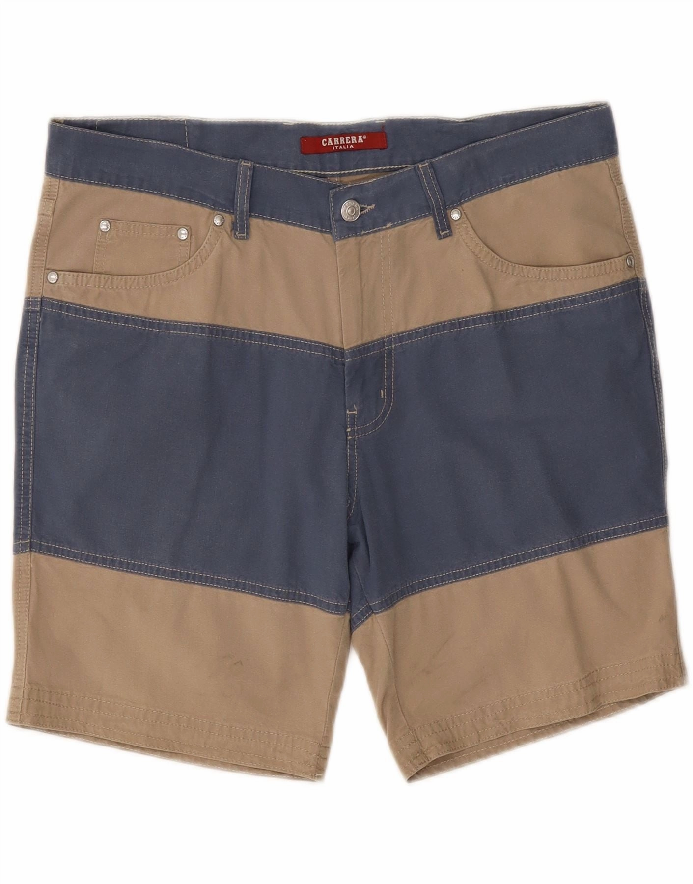 Flatlock Seams Easy Care CARRERA Mens 618 Casual Shorts W36 Large Beige Colourblock Cotton