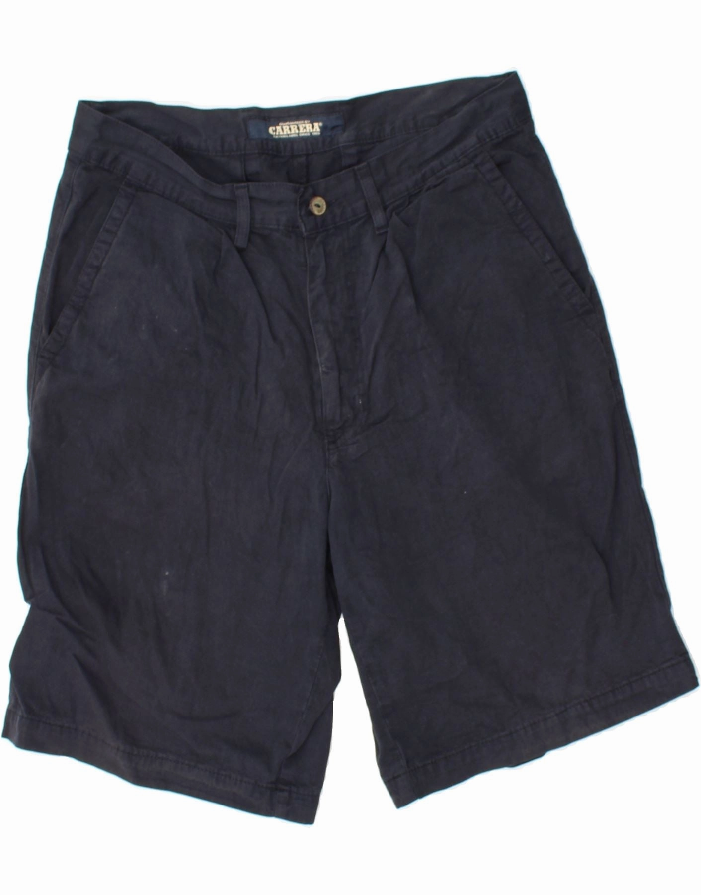 CARRERA Mens Chino Shorts IT 50 Large W34 Navy Blue Cotton Flexible Stretch Waist