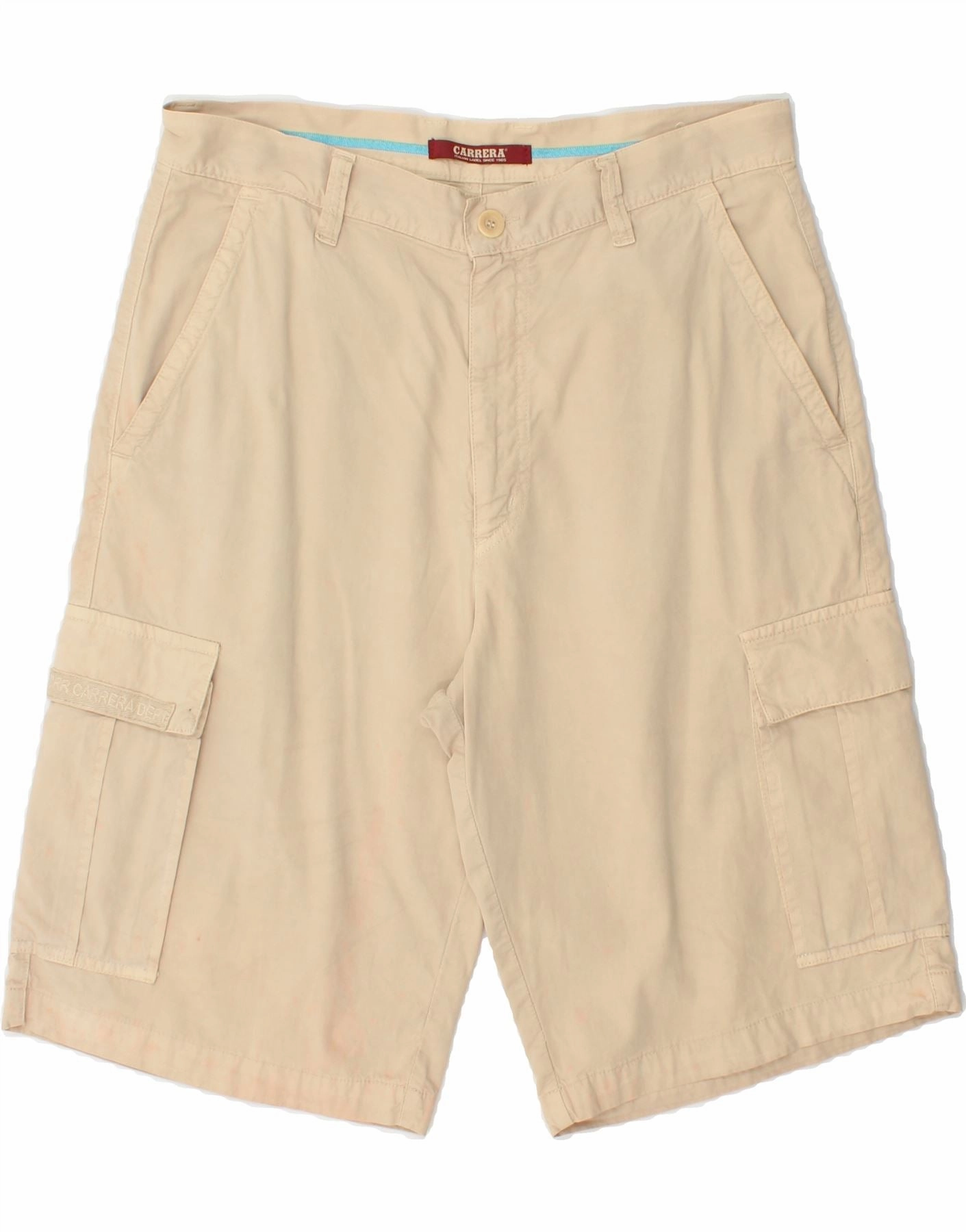 CARRERA Mens High Waist Cargo Shorts IT 50 Large W34 Beige Cotton sophisticated appearance
