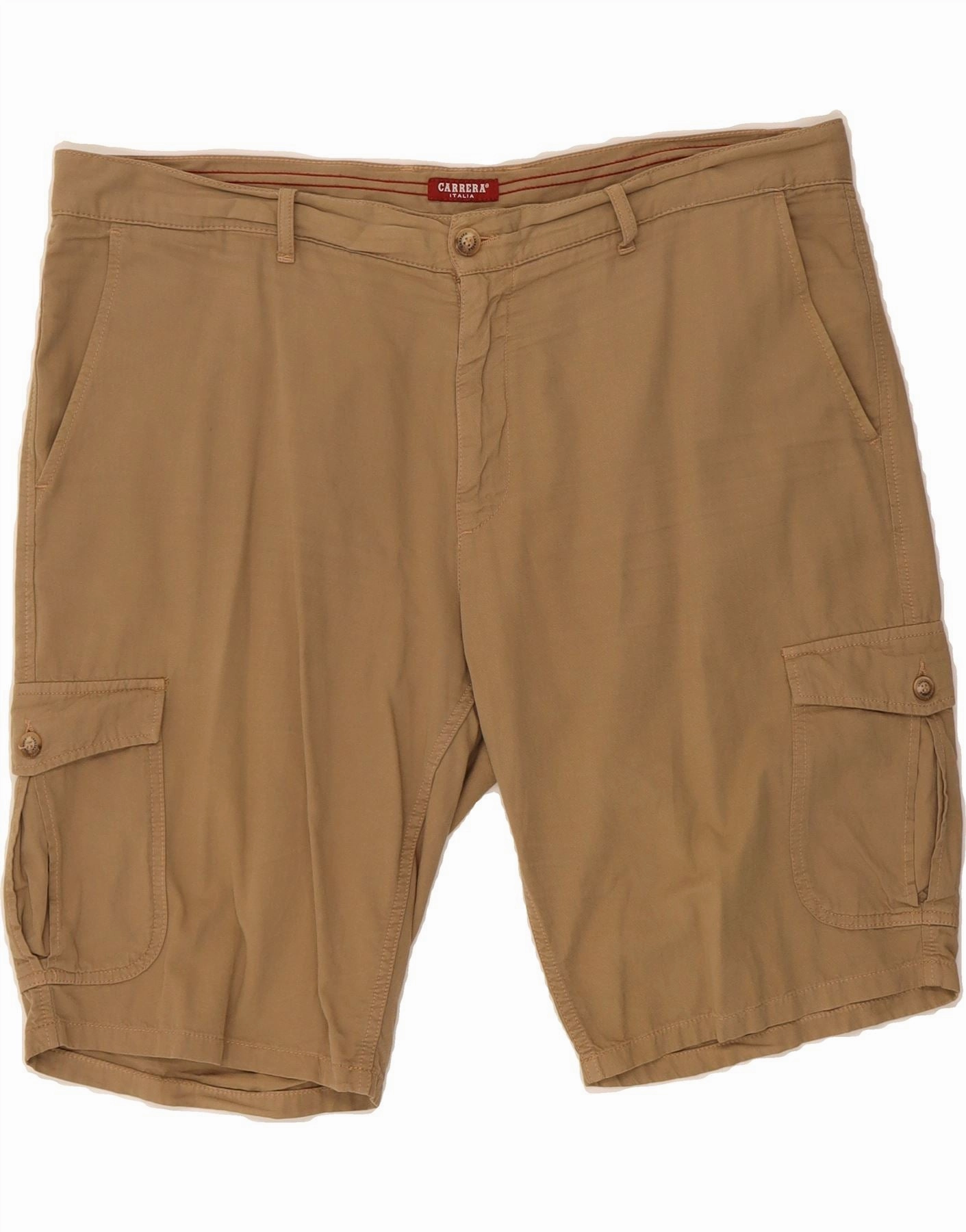 snap closure CARRERA Mens Regular Cargo Shorts W40 XL Beige Cotton