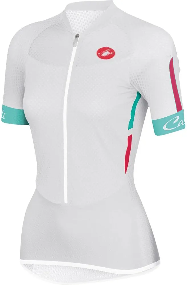 Ethically Sourced Materials Party fun Castelli Climbers Short Sleeve Womens Cycling Jersey - White