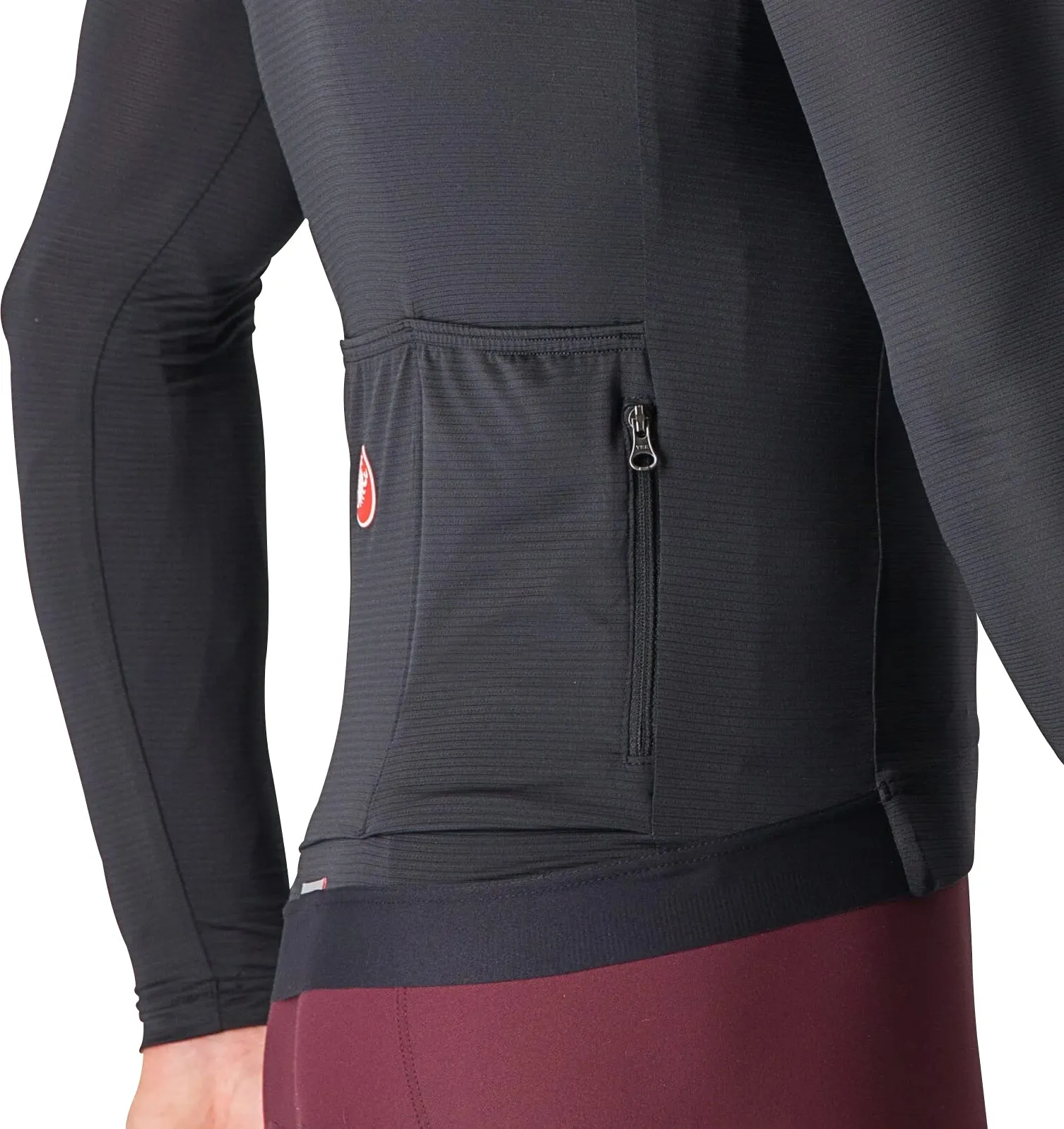 Castelli Espresso Long Sleeve Mens Cycling Jersey - Black Anti-static Stylish Layer Look