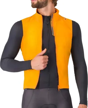 Castelli Espresso Mens Cycling Gilet - Orange Button Snap Conversion Late Autumn