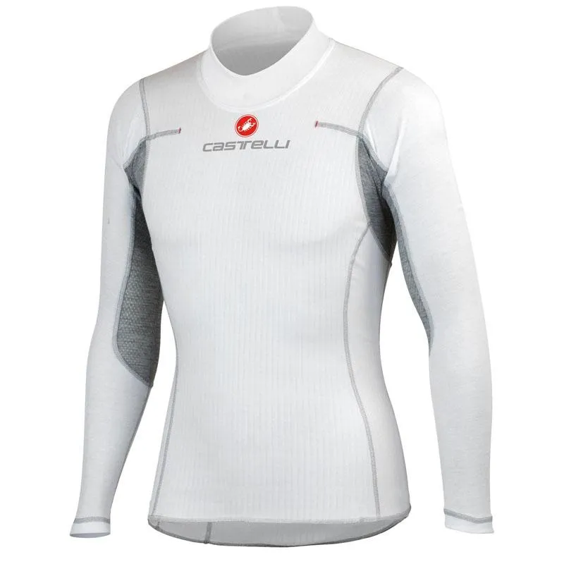 Street Style Castelli Flanders Long Sleeve Mens Cycling Base Layer - White