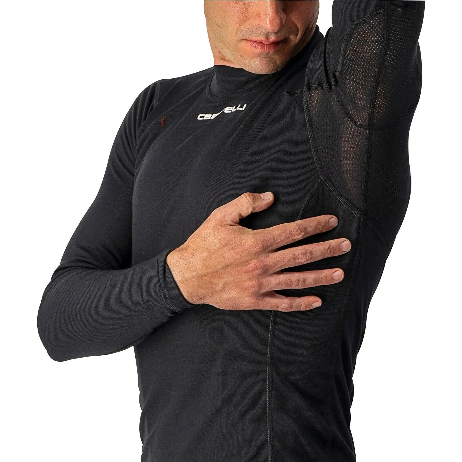Castelli Flanders Warm Long Sleeve Mens Cycling Base Layer - Black V neck elegance