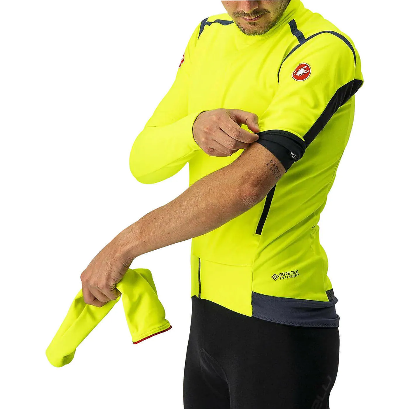 Loose Castelli Perfetto Ros Convertible Mens Cycling Jacket - Yellow