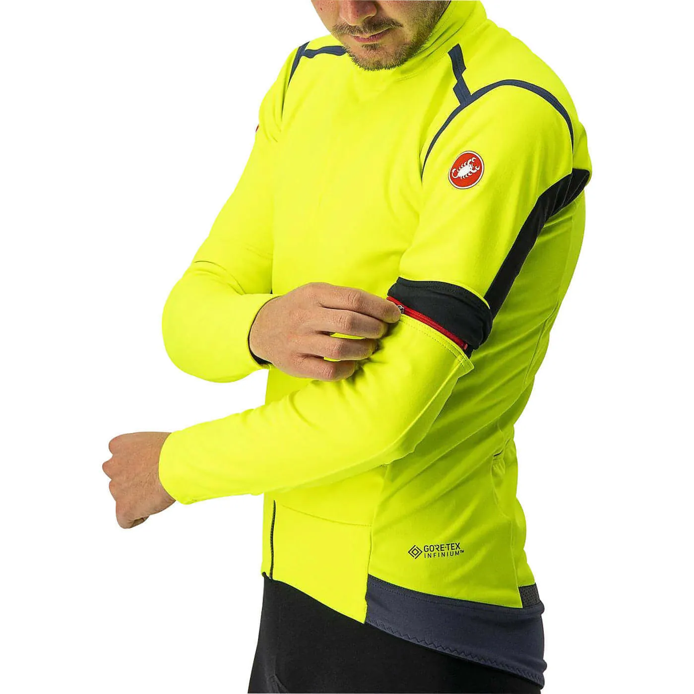 Castelli Perfetto Ros Convertible Mens Cycling Jacket - Yellow Insulated Lining Game Day