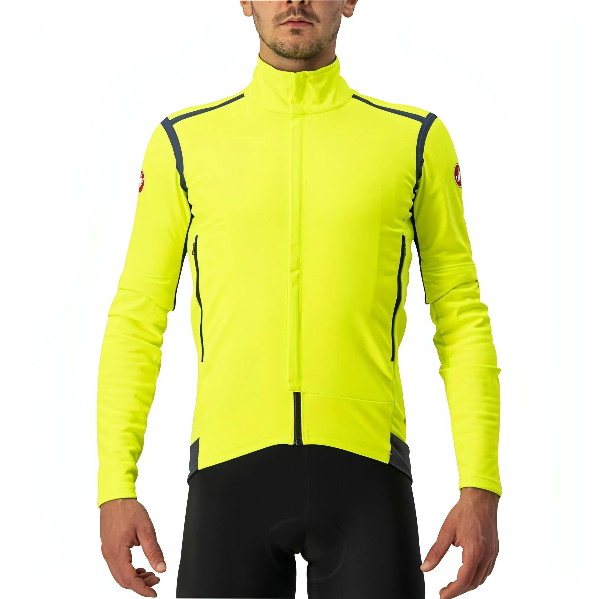 Trendy Protection Leather Castelli Perfetto Ros Convertible Mens Cycling Jacket - Yellow