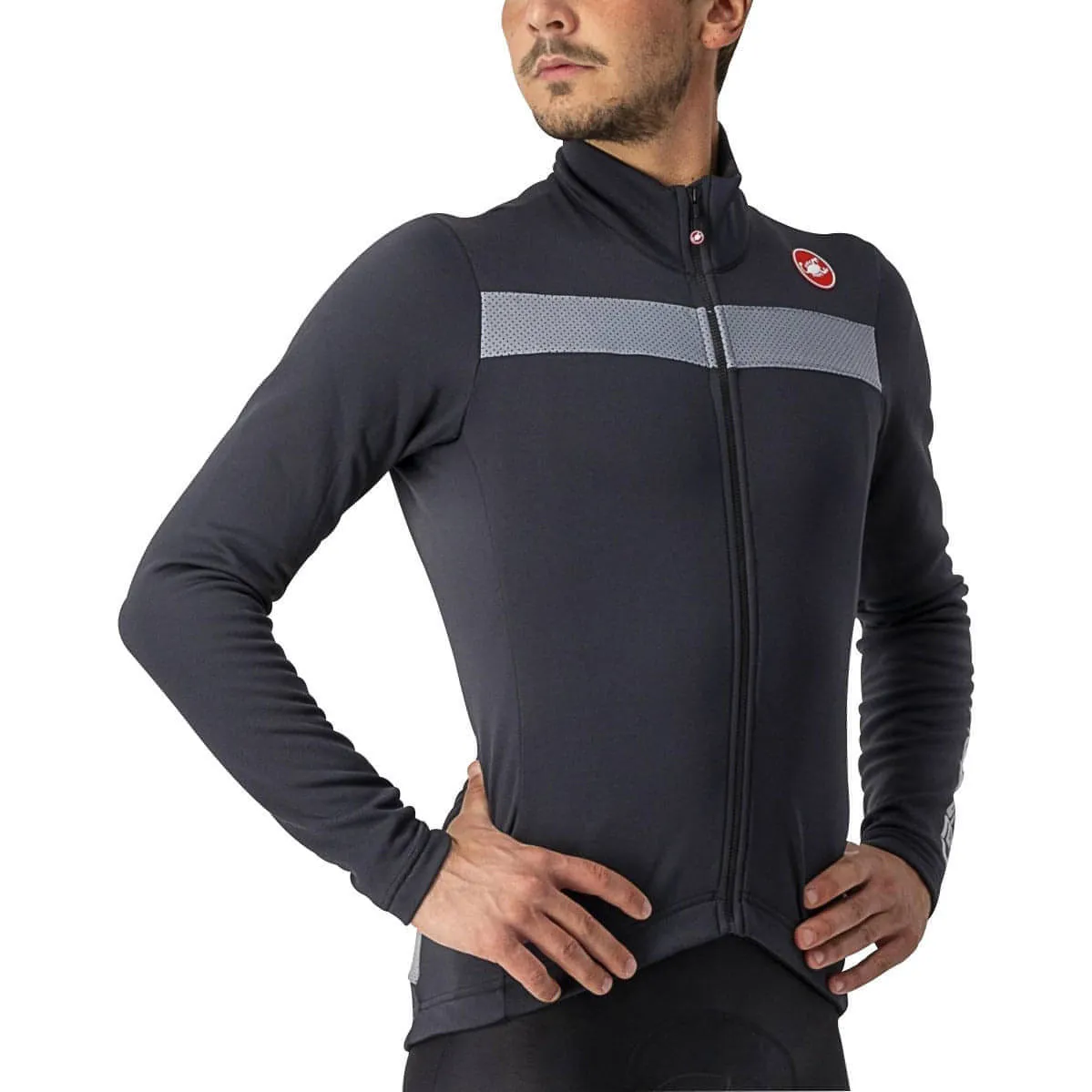 Castelli Puro 3 Long Sleeve Mens Cycling Jersey - Black Premium Cotton Blend
