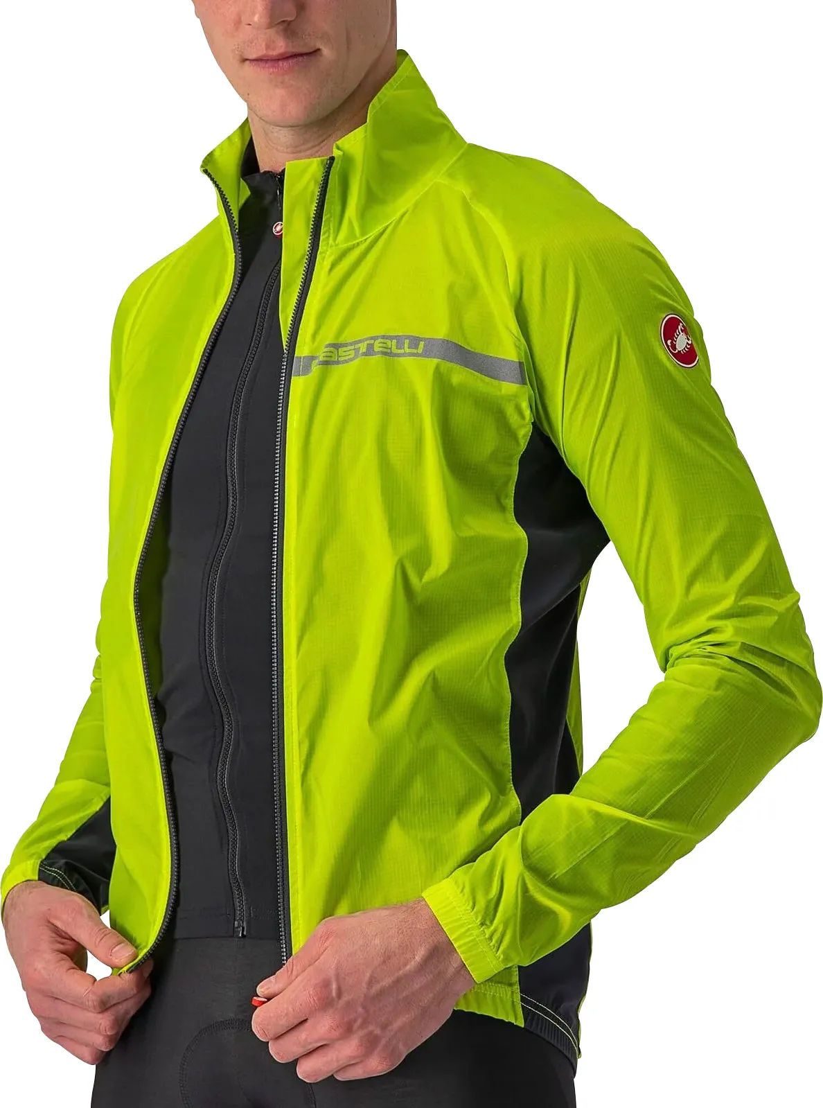 Castelli Squadra Stretch Mens Cycling Jacket - Green Tear Resistant