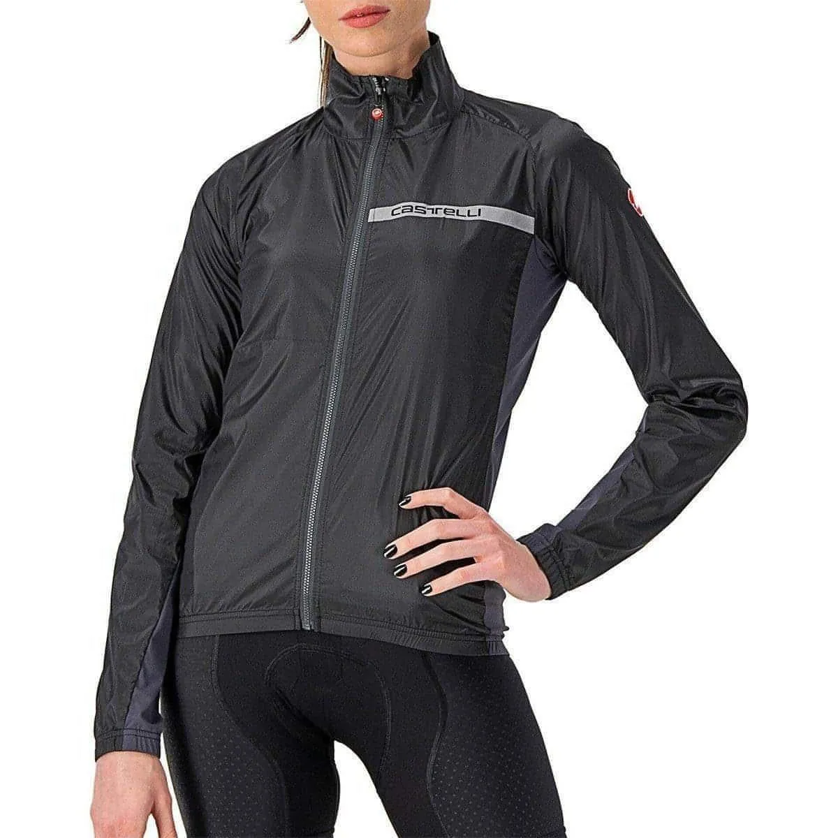 Castelli Squadra Stretch Womens Cycling Jacket - Black Frictionless Cuffs Vegan Option