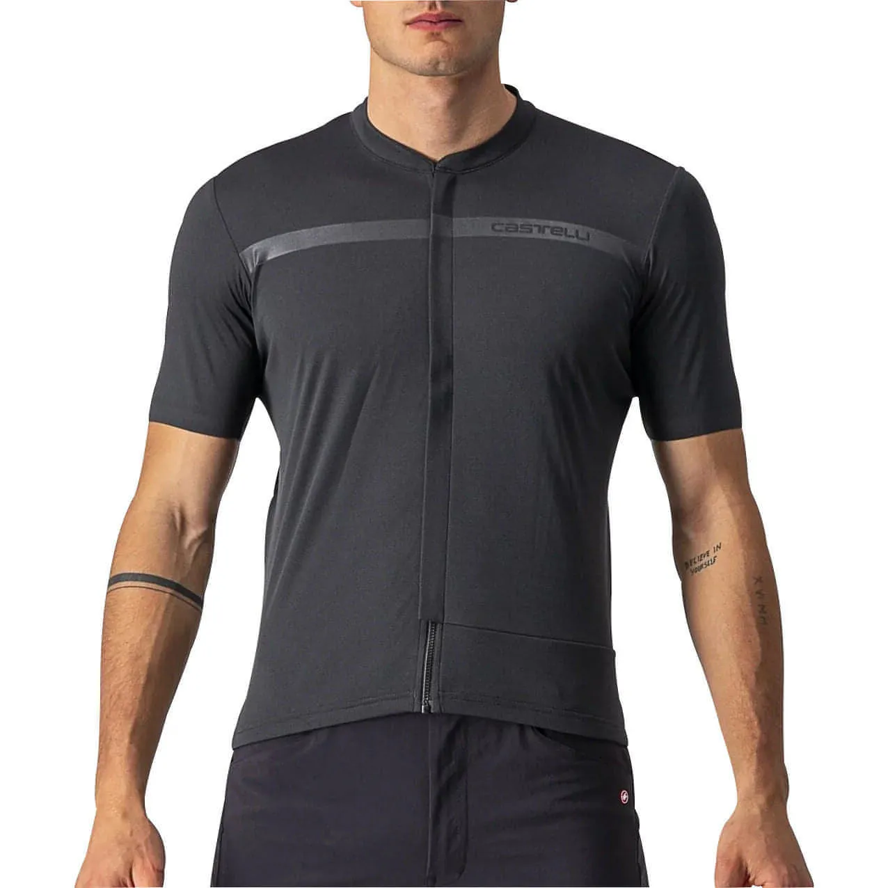 Castelli Unlimited Allroad Short Sleeve Mens Cycling Jersey - Grey Streetwear attitude Ribbed Collar Trim