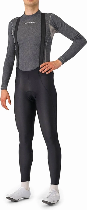 Smooth Zip Closure Castelli Espresso Mens Cycling Bib Tights - Black