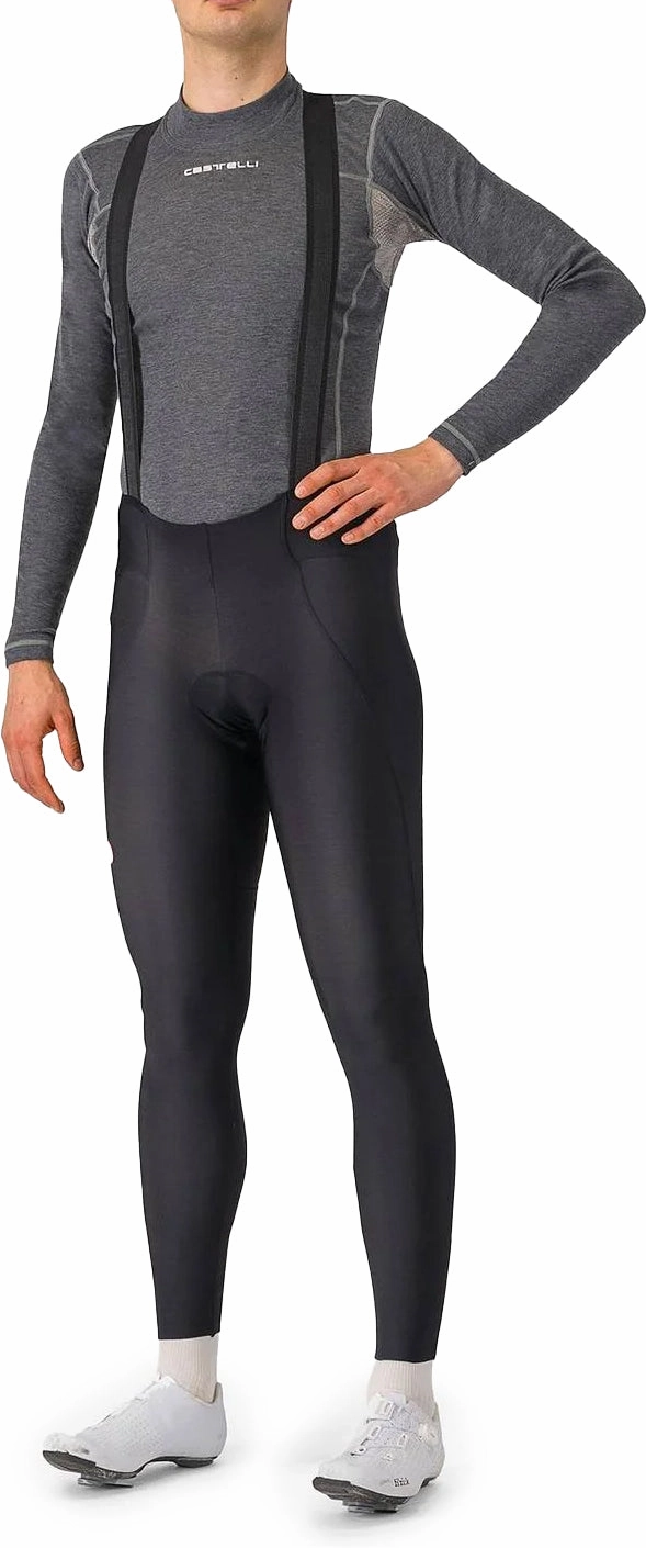 Smooth Zip Closure Castelli Espresso Mens Cycling Bib Tights - Black