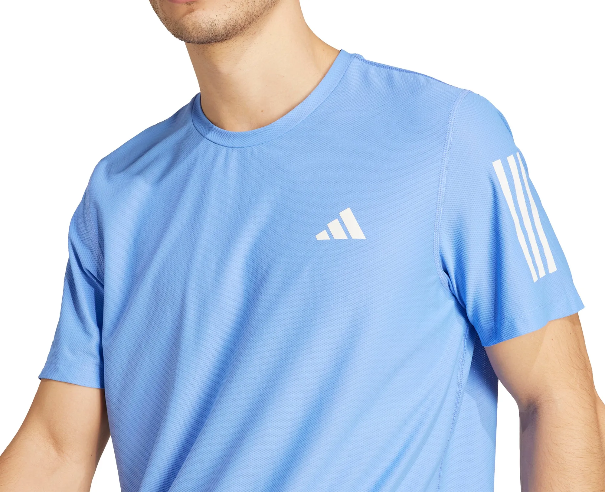 Perfect for Travel adidas Own The Run Short Sleeve Mens Running Top - Blue