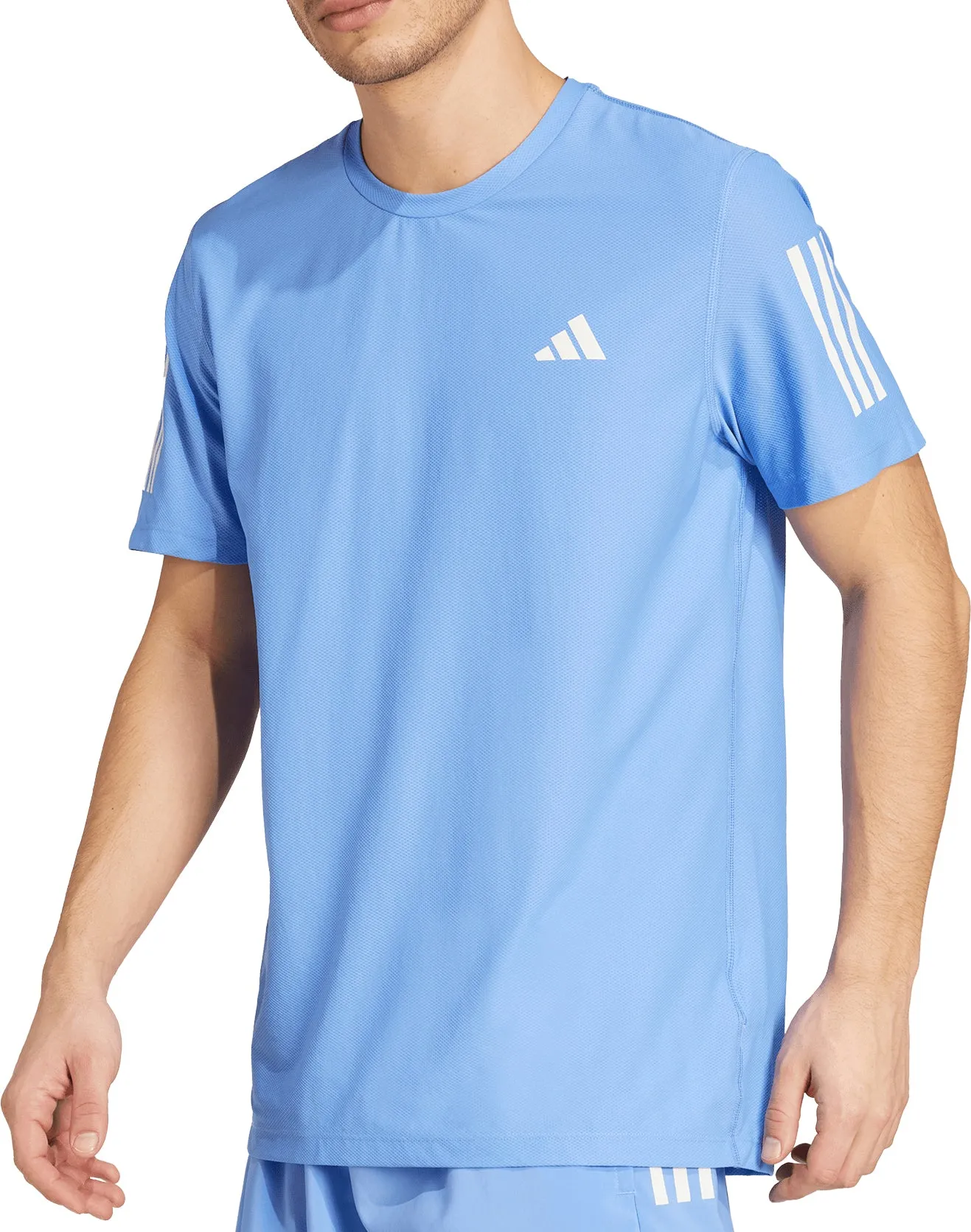 FadeResistantPrint adidas Own The Run Short Sleeve Mens Running Top - Blue