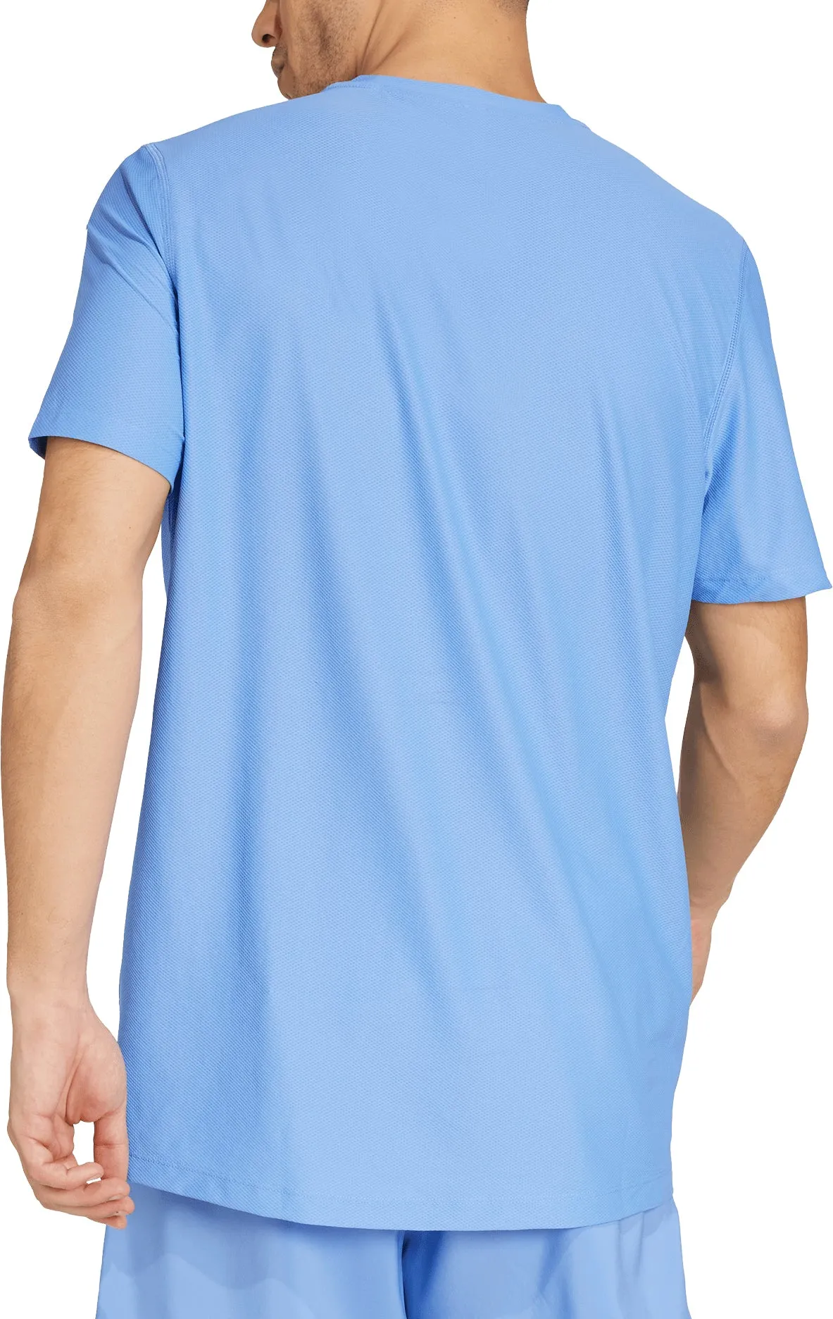 Stylish Layer Look adidas Own The Run Short Sleeve Mens Running Top - Blue