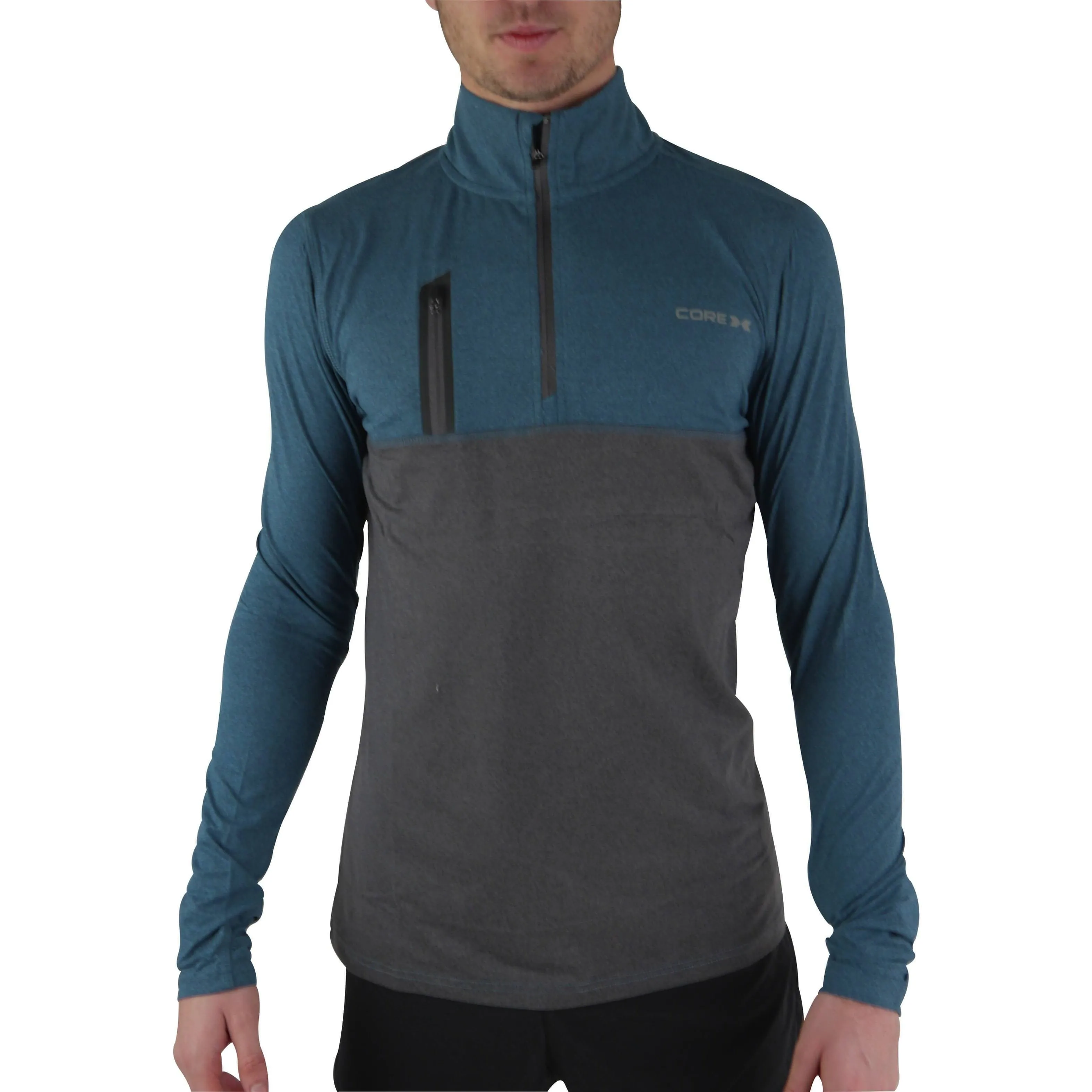MoistureControlFibers CoreX Fitness Half Zip Long Sleeve Mens Running Top - Blue