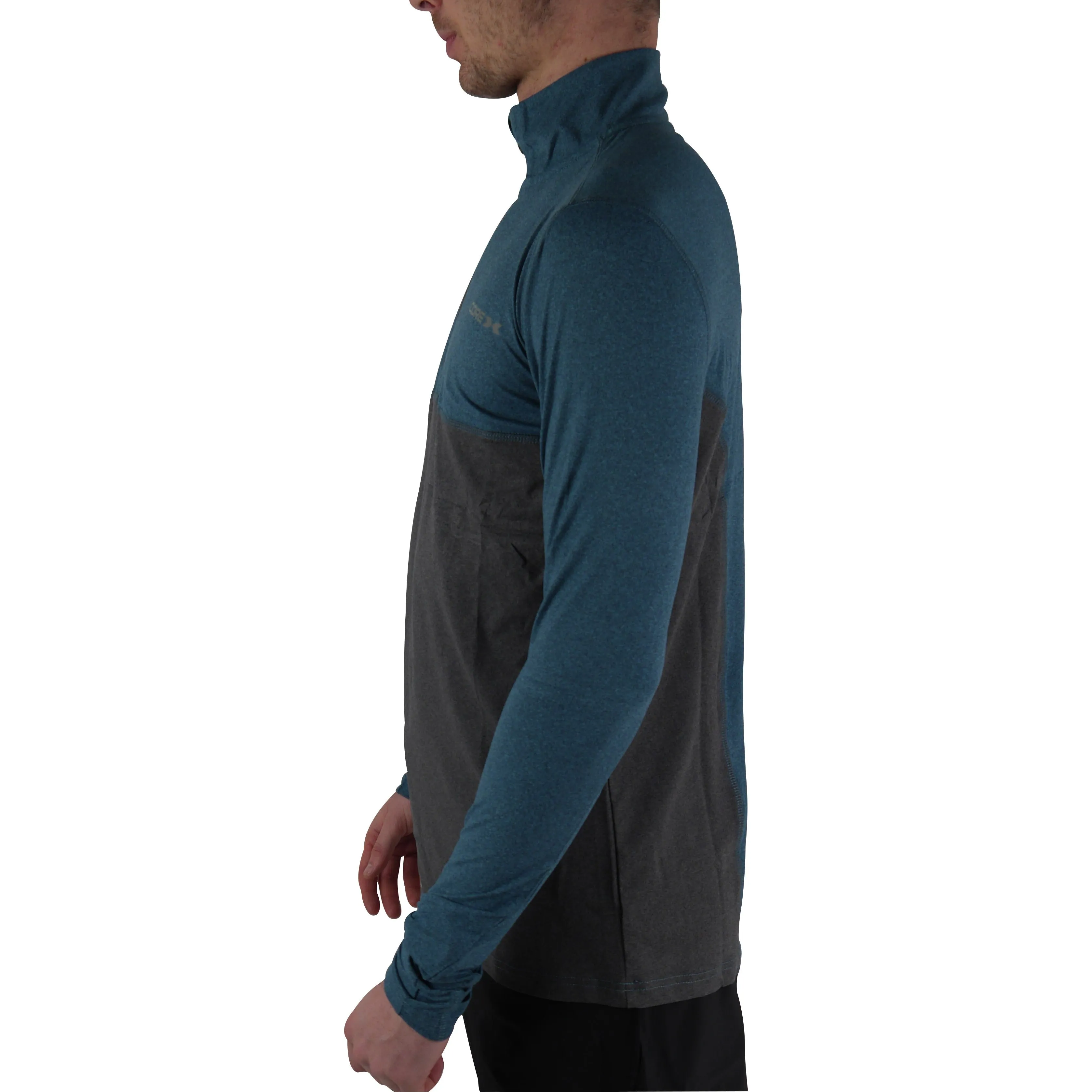 CoreX Fitness Half Zip Long Sleeve Mens Running Top - Blue Office Casual