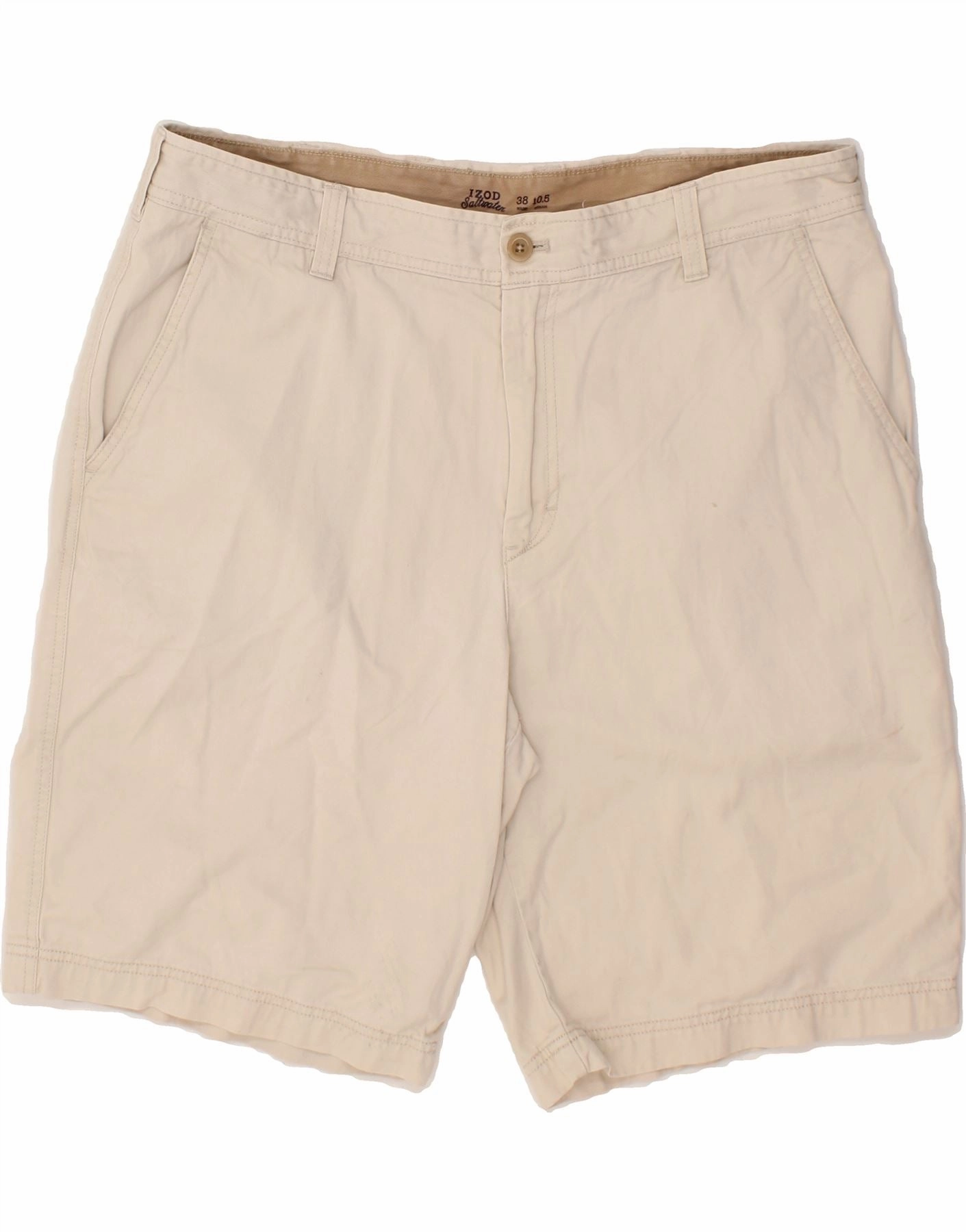 IZOD Mens Chino Shorts W38 XL Beige Cotton Gusseted Crotch