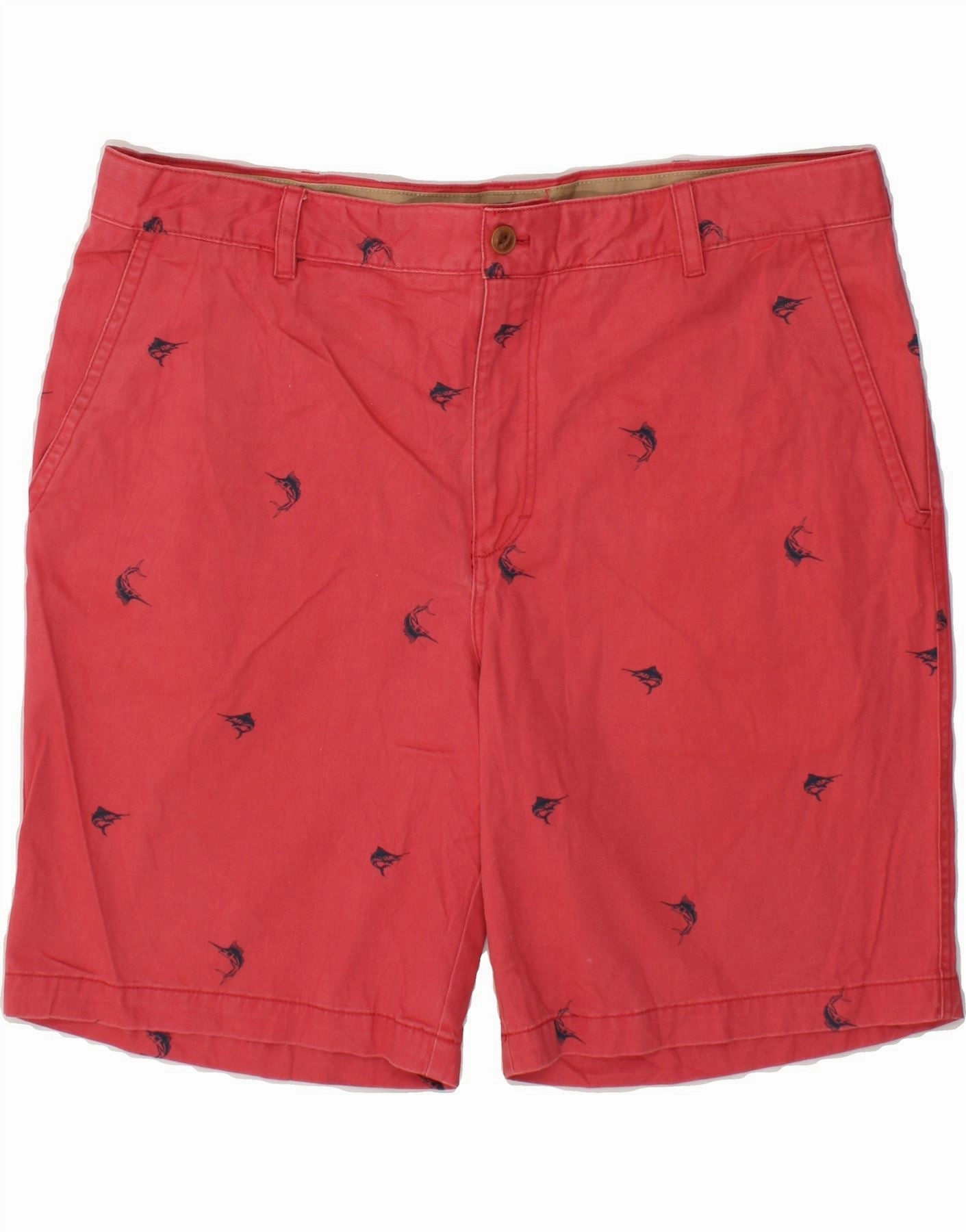graduation season IZOD Mens Abstract Pattern Chino Shorts  W40 XL Red Cotton