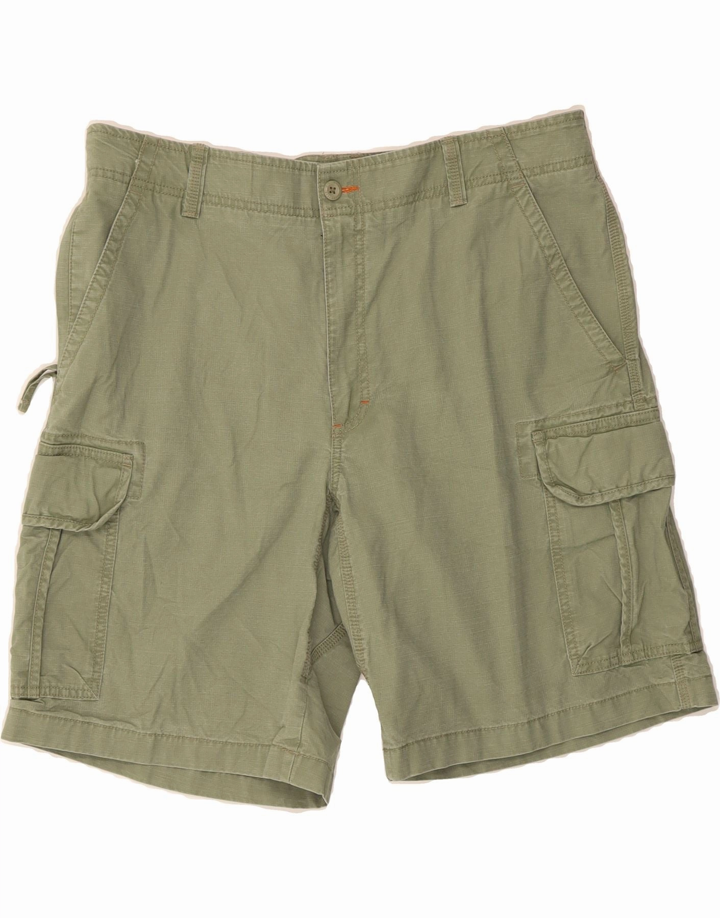 L.L.BEAN Mens Natural Fit Cargo Shorts W38 XL Green Cotton Friction Reducing Lining