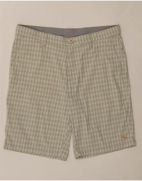 TOMMY BAHAMA Mens Chino Shorts W35 Large  Green Check Nylon low waisted
