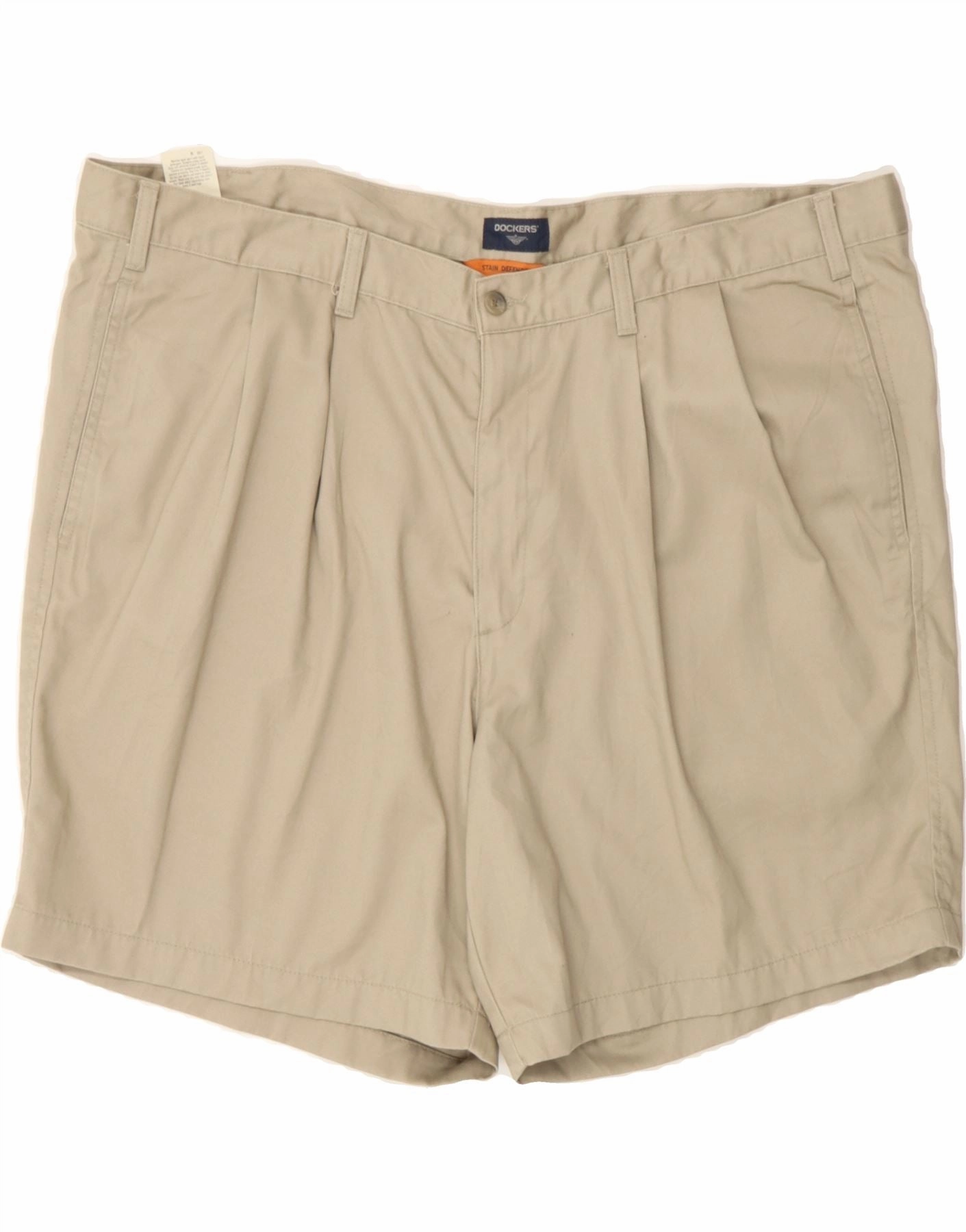 DOCKERS Mens Stain Defender Pegged Chino Shorts W44 2XL Beige Cotton Glide On Mobility Cut