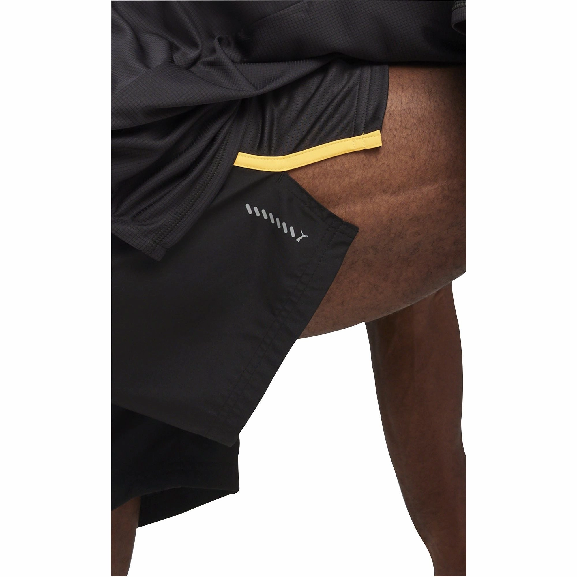 Colorfast Treatment Easy Flow Fit Puma Run Favourite Velocity 5 Inch Mens Running Shorts - Black