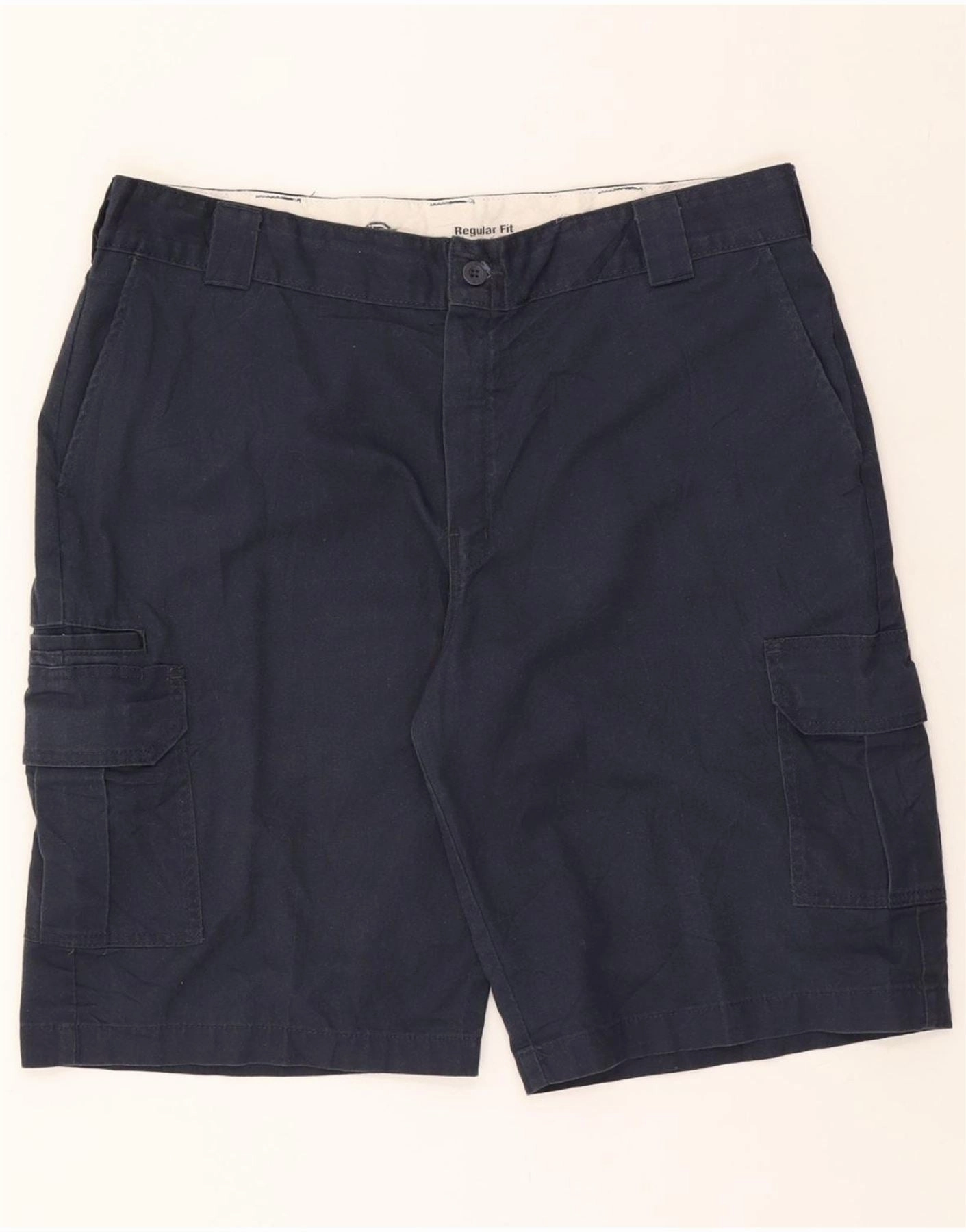DICKIES Mens Regular Fit Cargo Shorts W40 XL Navy Blue Polyester Light Motion Fit No Friction