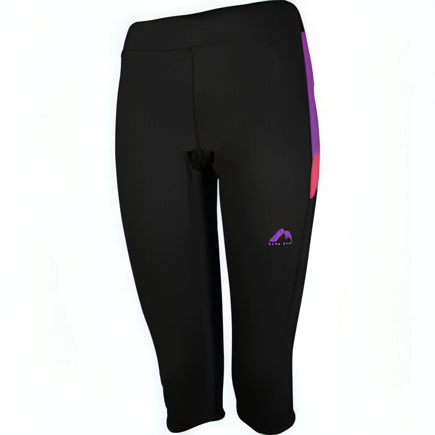 More Mile More-Tech 3/4 Womens Capri Tights - Black Double Layered Knees