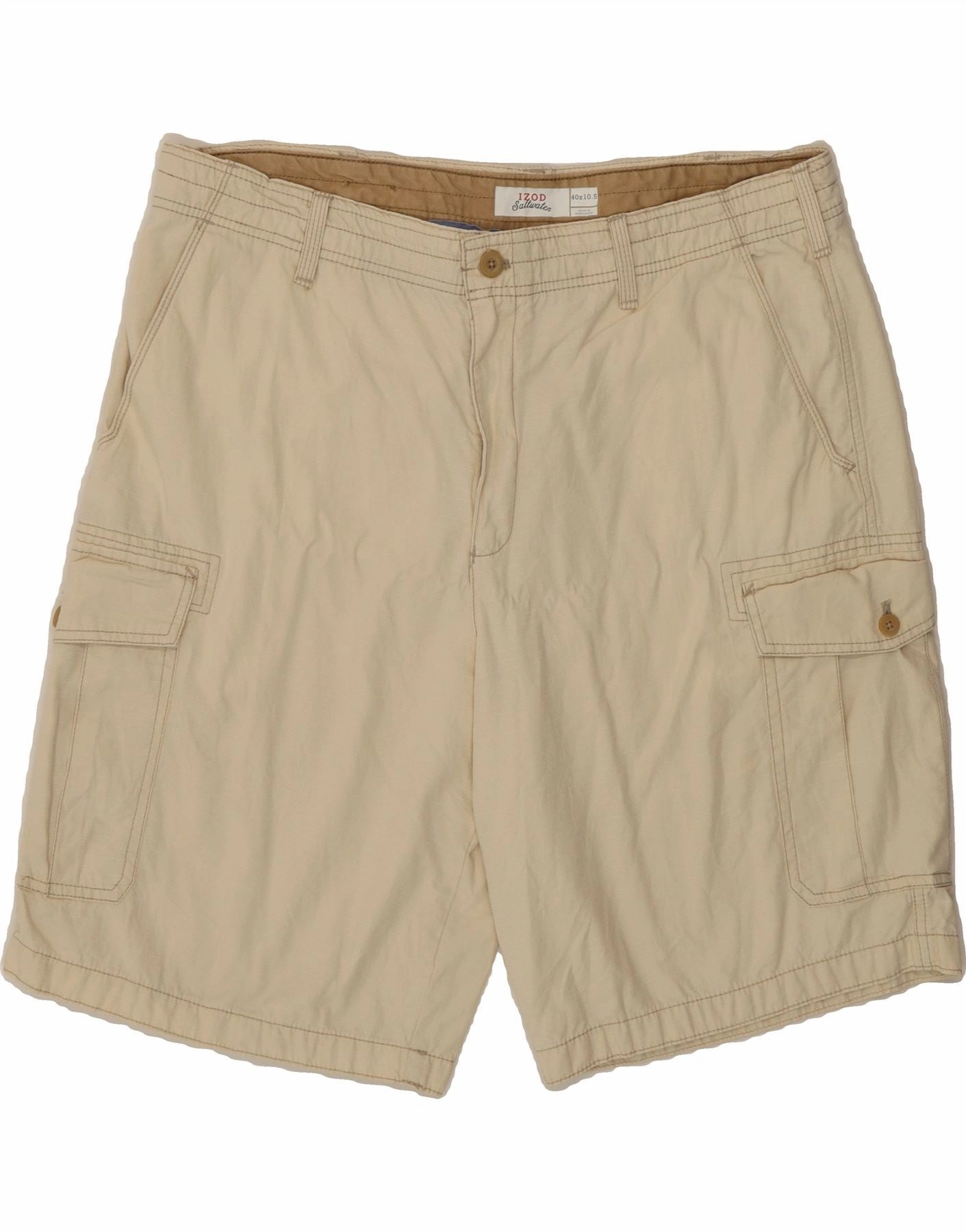 IZOD Mens Salt Water Cargo Shorts W40 XL Beige Cotton Tailored Design