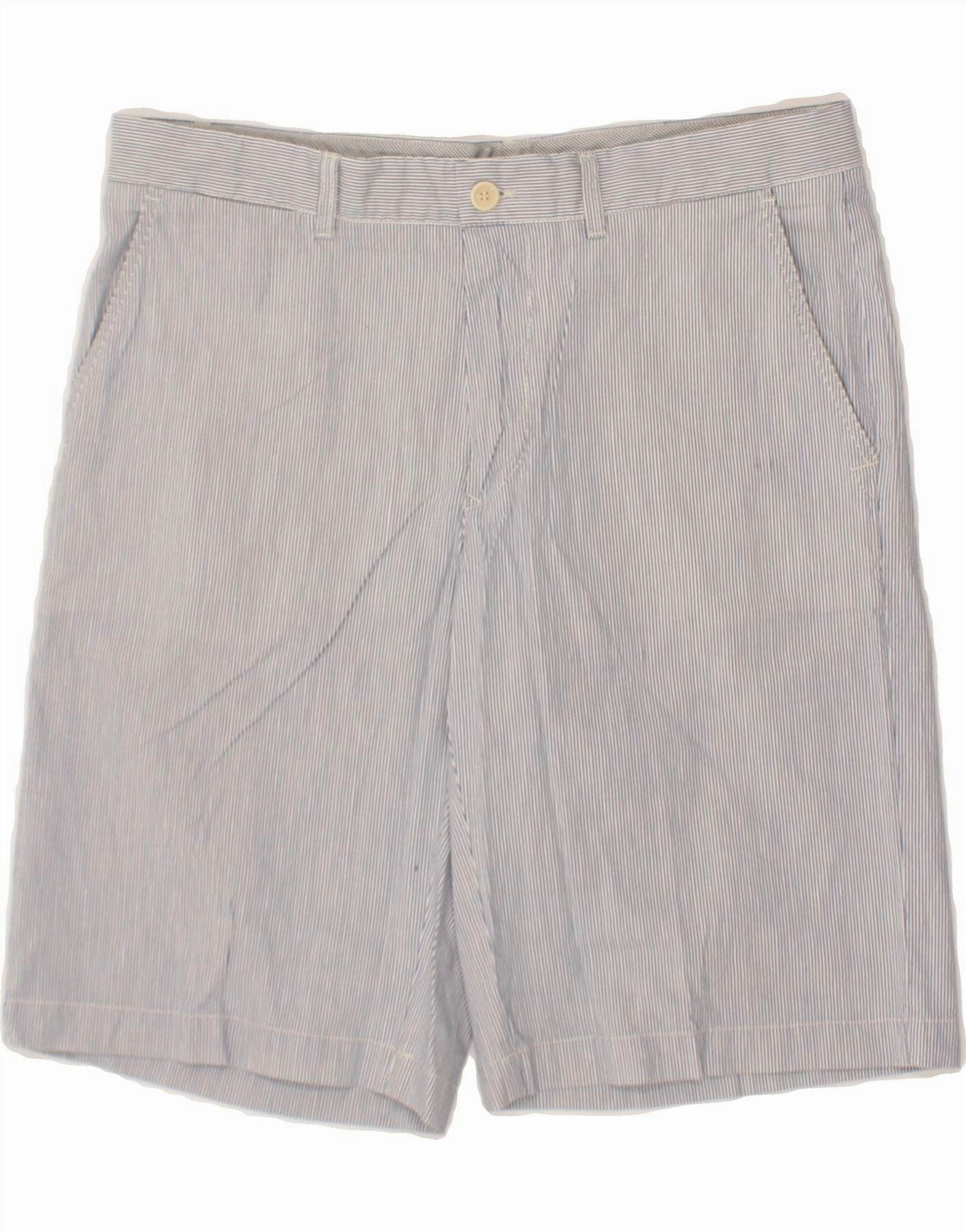 MARINA YACHTING Mens Chino Shorts IT 52 XL W38  Blue Pinstripe Cotton Breathable Liner Sport Ready Wear