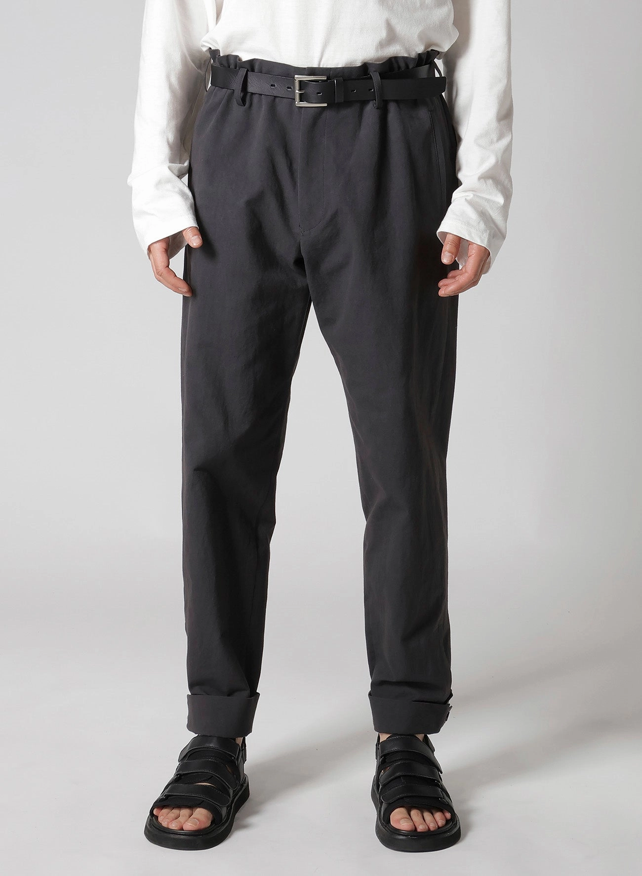 C/ POPLIN TAB DETAIL SLIM PANTS Light Shape Tear Resistant Design