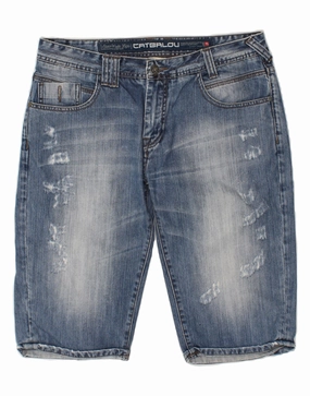 CATBALOU Mens Distressed Denim Shorts W36 Lage Blue Cotton Abrasion Dispersing Weave Wedding Gift