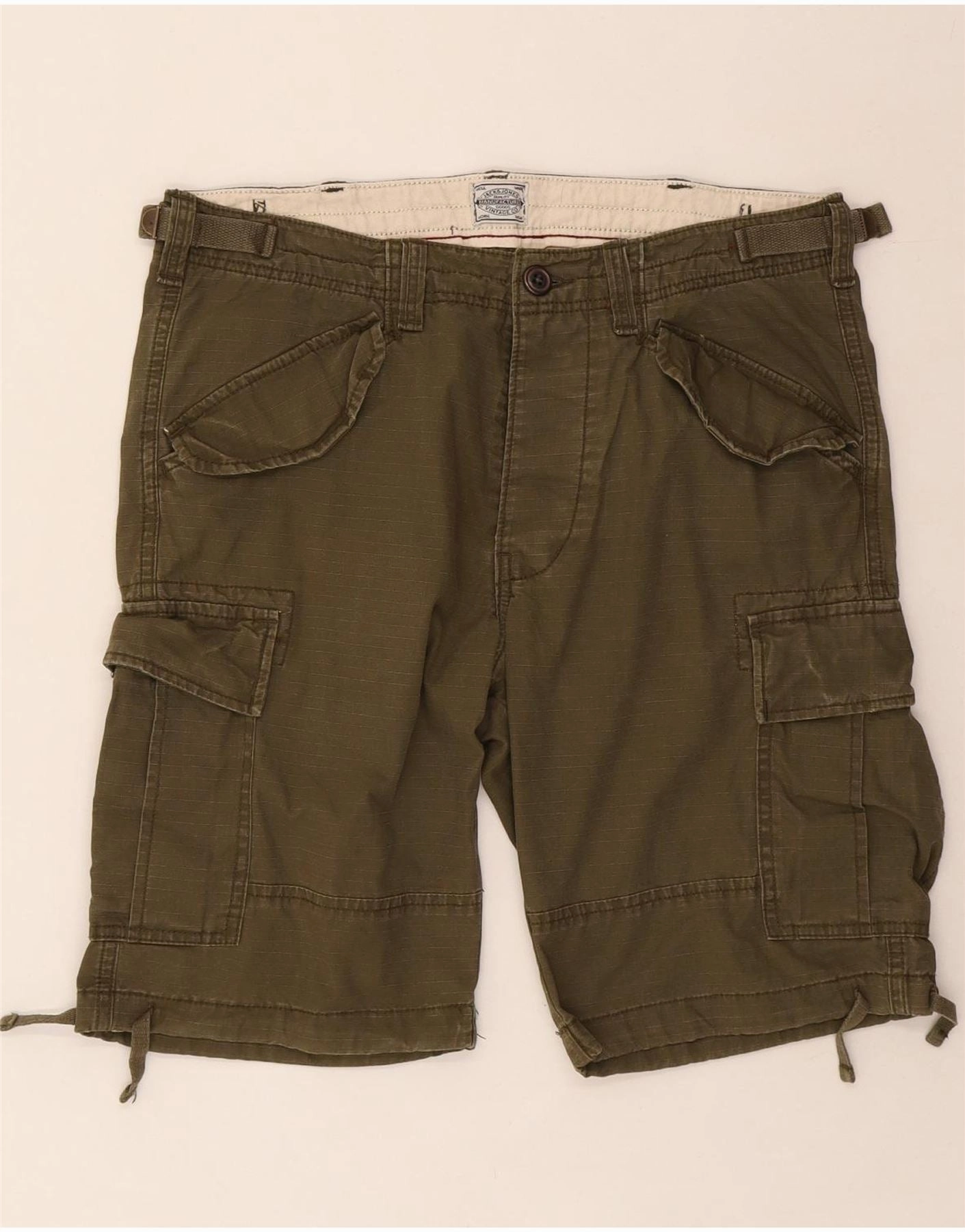 JACK & JONES Mens Cargo Shorts Medium W32  Green Cotton Jogging Ready