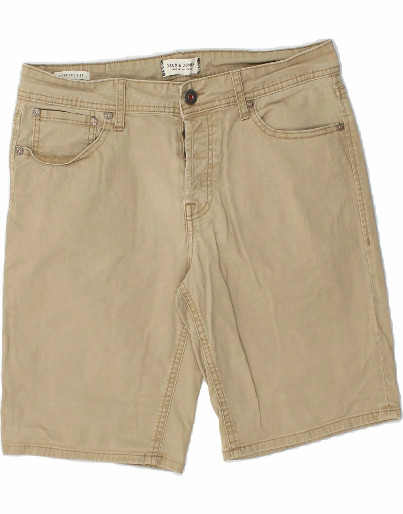 Walk Easy JACK & JONES Mens Comfort Fit Casual Shorts Small W28  Beige Cotton