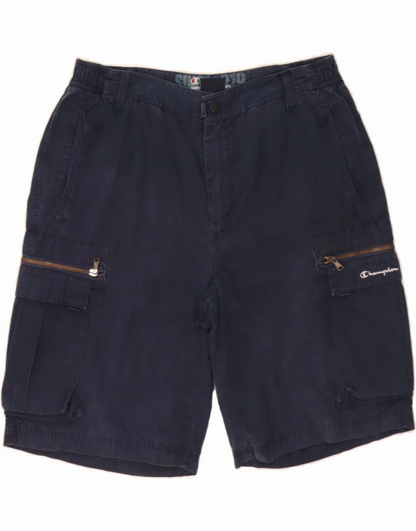 CHAMPION Mens Cargo Shorts 2XL W36 Navy Blue Cotton Reinforced Hems