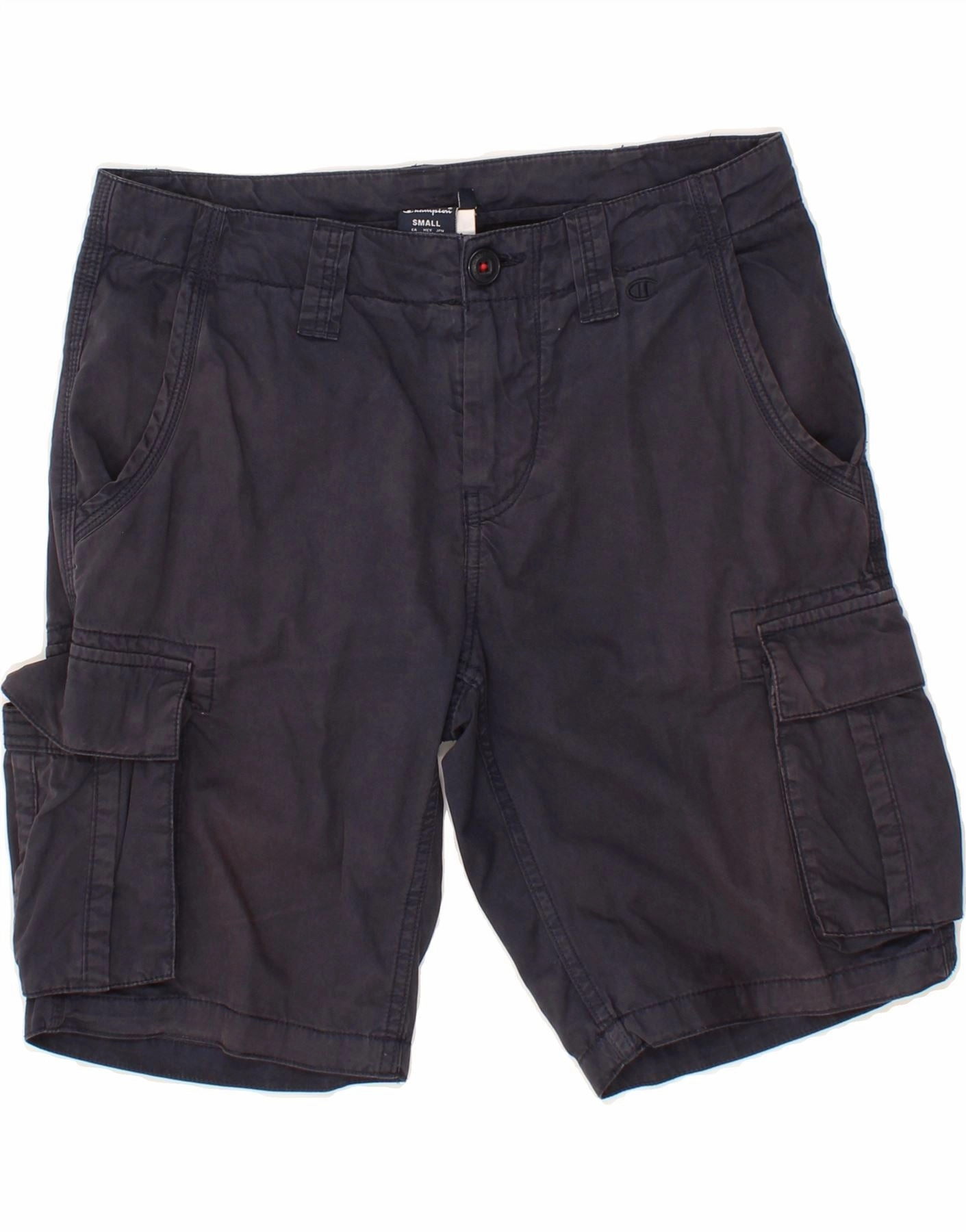 CHAMPION Mens Cargo Shorts IT 46 Small W29 Navy Blue Cotton Tailored Cut Easy Care Fabric