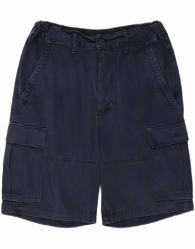 Unique Pattern CHAMPION Mens Cargo Shorts Small W32 Navy Blue Cotton