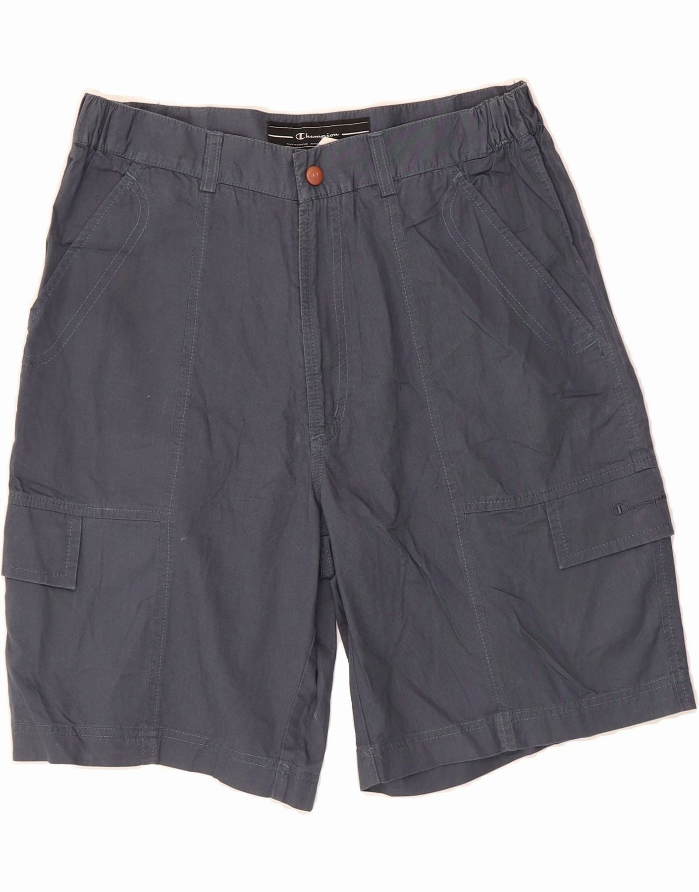 Urban Comfort Stretchable Waist CHAMPION Mens Cargo Shorts W32 Medium  Navy Blue Cotton