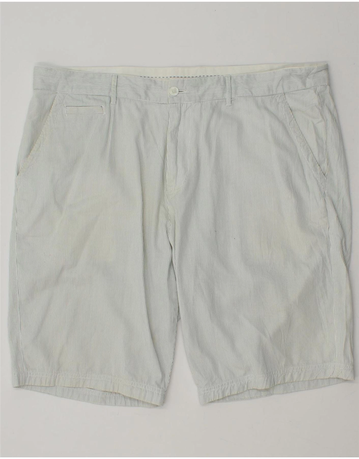 CHAMPION Mens Chino Shorts 2XL W42 White Pinstripe Cotton Fit Freedom cycling clothing