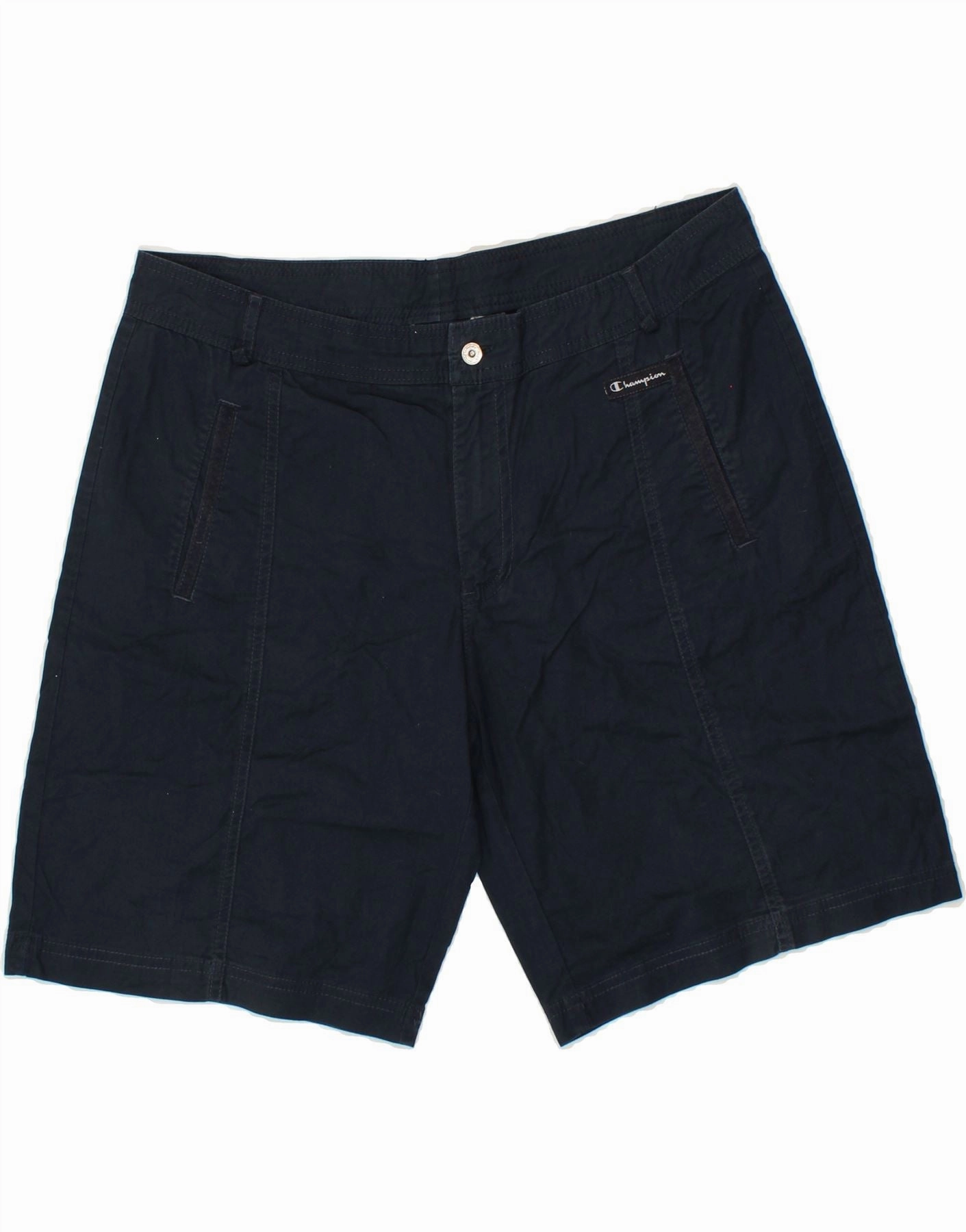 Wrinkle resistant fabric CHAMPION Mens Chino Shorts Medium W32 Navy Blue Cotton