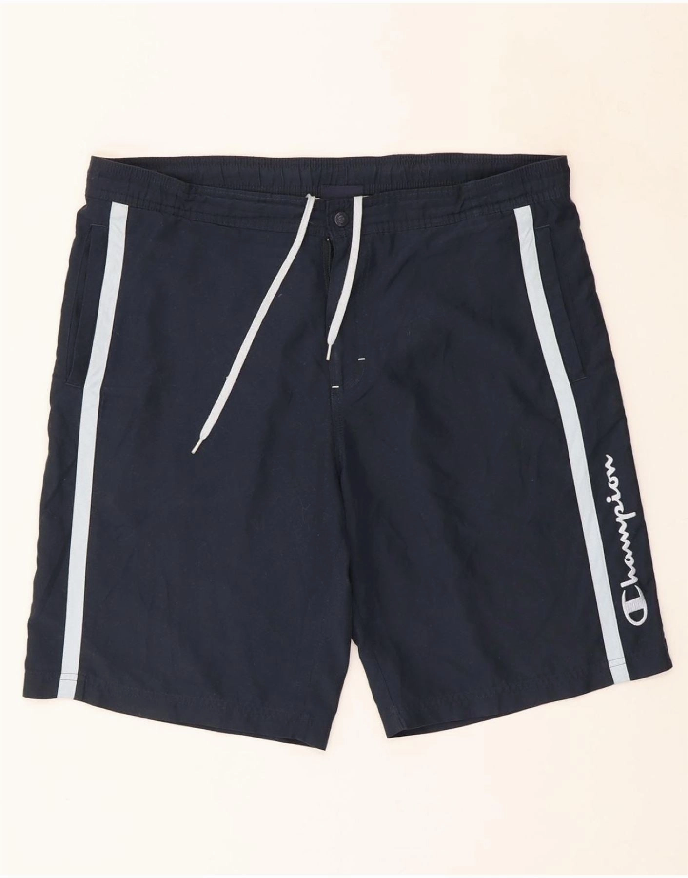 Non Slip Inner Grip color - fast CHAMPION Mens Graphic Chino Shorts Large W36  Navy Blue Polyester